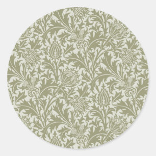 Adesivo Redondo William Morris Thistle Sage - Padrão Verde
