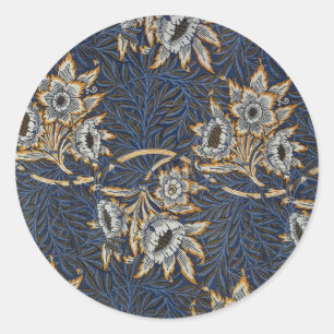 Adesivo Redondo William Morris Tulip Willow Blue Patterno