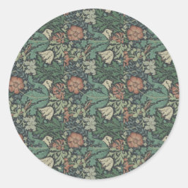 Adesivo Redondo William Morris Vintage Compton Verde Rosa Floral