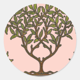 Adesivo Redondo William Morris Vintage Tree Floral Design
