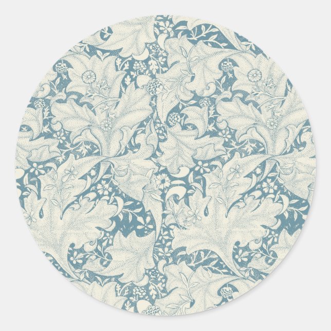 Adesivo Redondo William Morris Wallflower Blue damask (Frente)