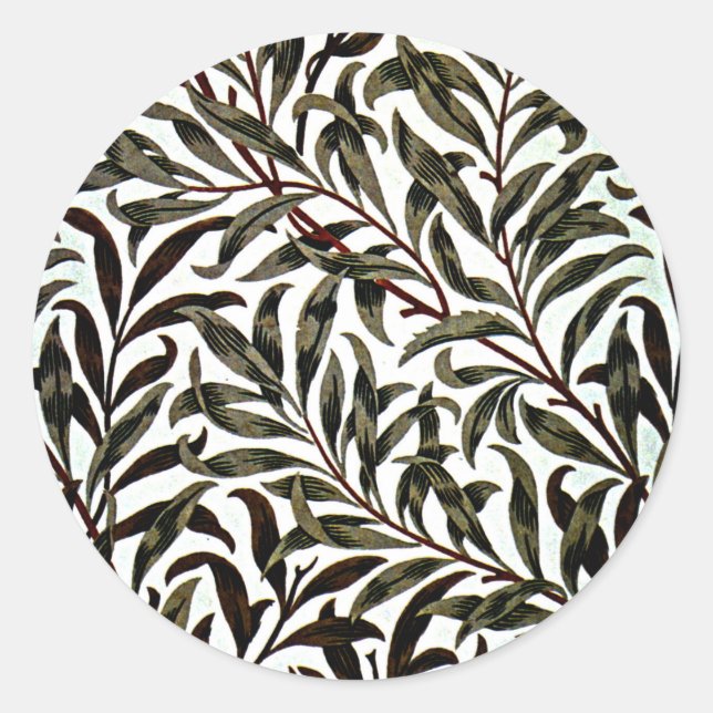 Adesivo Redondo William Morris - Willow Bough, (Frente)