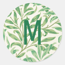 Adesivo Redondo William Morris. Willow Bough. Monograma verde