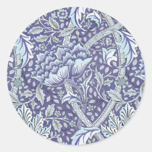 Adesivo Redondo William Morris Windrush Padrão Floral Azul