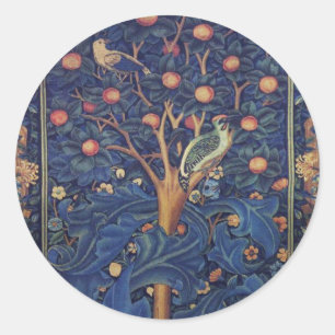 Adesivo Redondo William Morris Woodpecker Tapeçaria Artes e Artesa