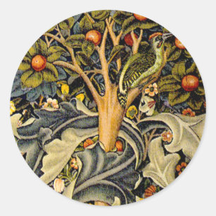 Adesivo Redondo William Morris Woodpecker Tapeçaria Artes e Artesa