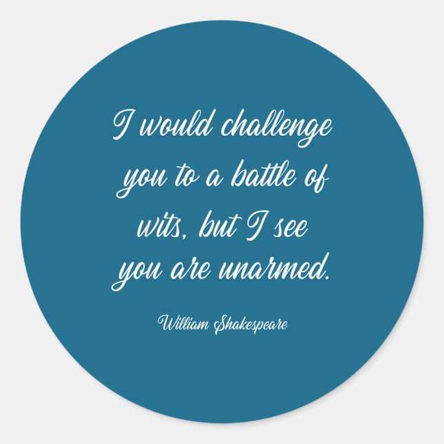 Adesivo Redondo William Shakespeare Battle Of Wits English Literat (Frente)