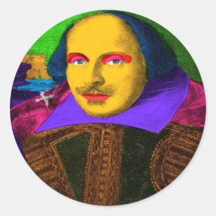Adesivo Redondo William Shakespeare Pop Art