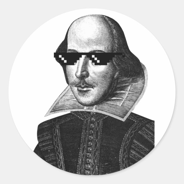 Adesivo Redondo William Shakespeare With Sunglasses  (Frente)