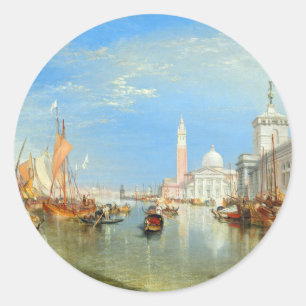 Adesivo Redondo William Turner - Veneza, A Dogana e San Giorgio