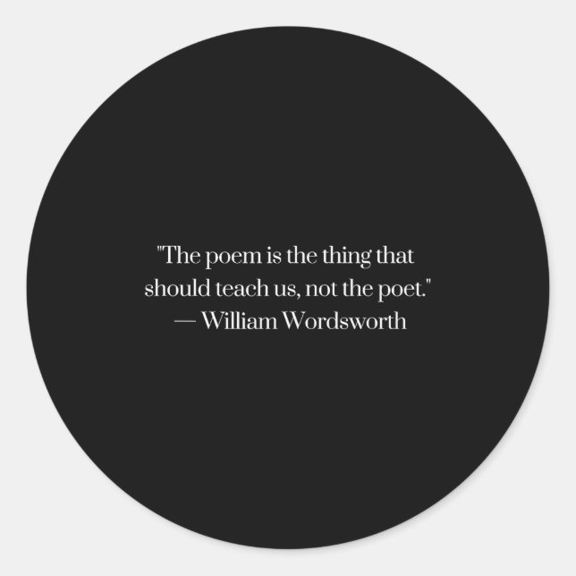 Adesivo Redondo William Wordsworth Quote Etry Em Writing Writer Gi (Frente)