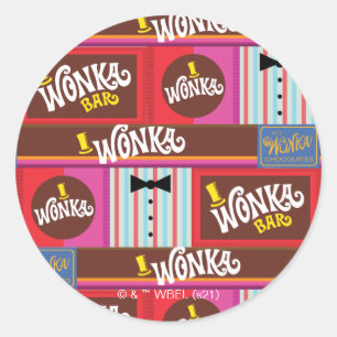 Adesivo Redondo Willy Wonka Candy Pattern