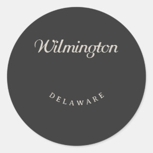 Adesivo Redondo Wilmington Delaware White Font