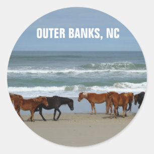 Adesivo Redondo Wils Horses Outer Banks OBX Carolina do Norte