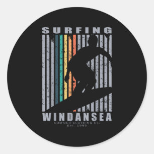 Adesivo Redondo Windansea Surfing Beach Retro Surfing Summer Vacat
