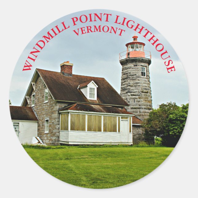 Adesivo Redondo Windmill Point Lighthouthouse, Vermont Round Stick (Frente)