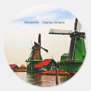 Adesivo Redondo Windmills-Zaanse Schans
