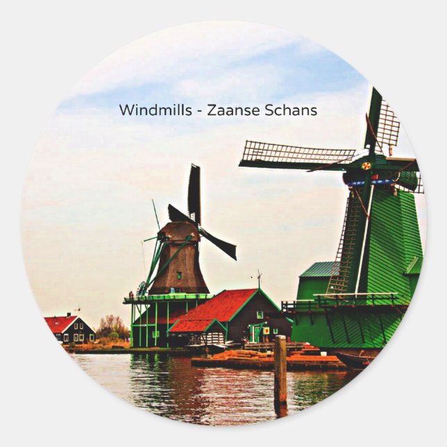 Adesivo Redondo Windmills-Zaanse Schans (Frente)