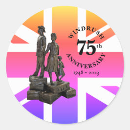 Adesivo Redondo Windrush 75º Aniversário Statue Union Jack