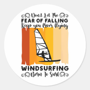 Adesivo Redondo Windsurfing Nascido Para Surfar Surfista Windsurfi