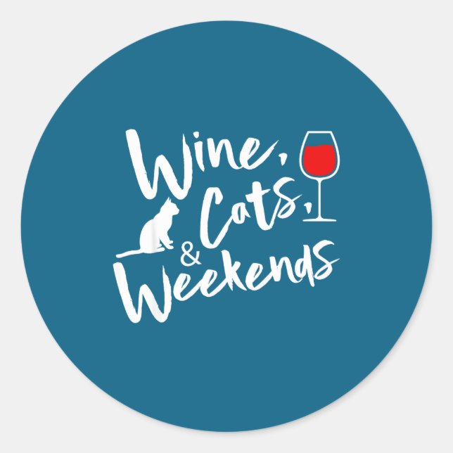 Adesivo Redondo Wine Cats And Weekends  (Frente)