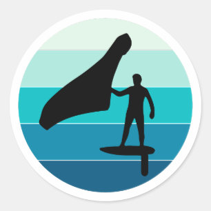 Adesivo Redondo Wing Foiling Hydrofoil Surfing Surf Water Sport