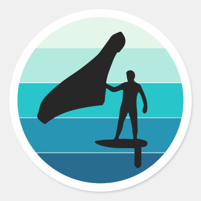 Adesivo Redondo Wing Foiling Hydrofoil Surfing Surf Water Sport (Frente)