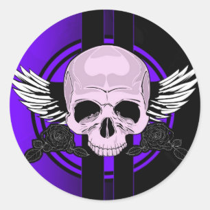 Adesivo Redondo Wing Skull - PURPLE