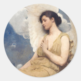 Adesivo Redondo Winged angel figure sleeping dreaming on clouds