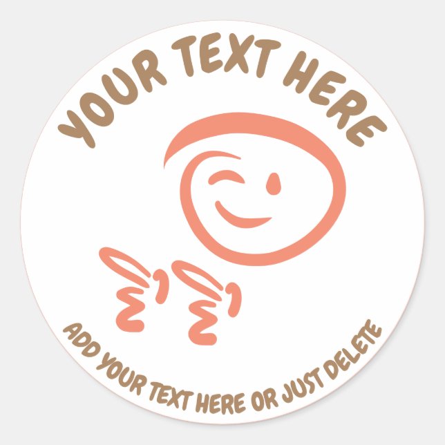 Adesivo Redondo Winking Emoji Face com Fingerguns Doodle Modelo (Frente)