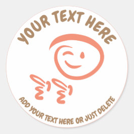 Adesivo Redondo Winking Emoji Face com Fingerguns Doodle Modelo