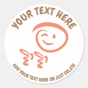 Adesivo Redondo Winking Emoji Face com Fingerguns Doodle Modelo