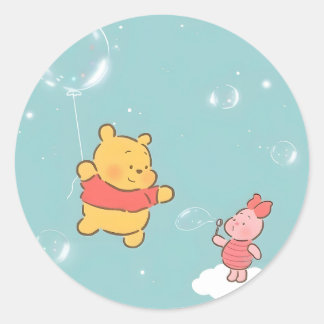 Adesivo Redondo Winnie, as bolhas de Pooh