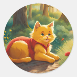 Adesivo Redondo Winnie the Pooh Cat V1 Sticker