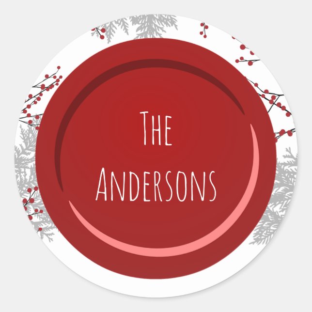 Adesivo Redondo Winter Berry Name (Frente)