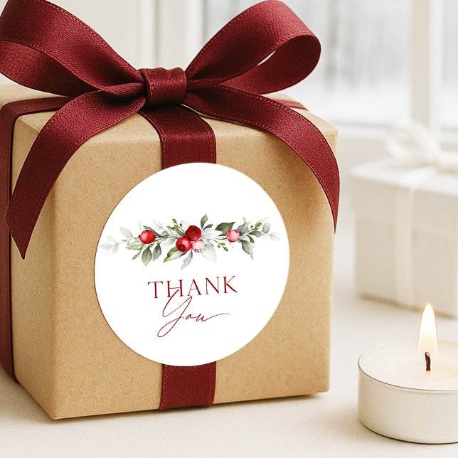 Adesivo Redondo Winter Berry Thank You (Criador carregado)