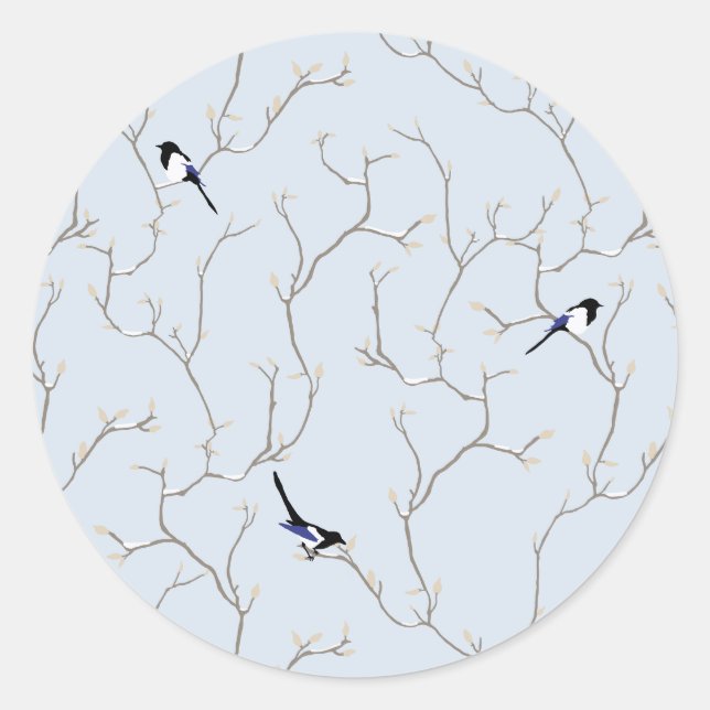 Adesivo Redondo Winter Birds (Frente)
