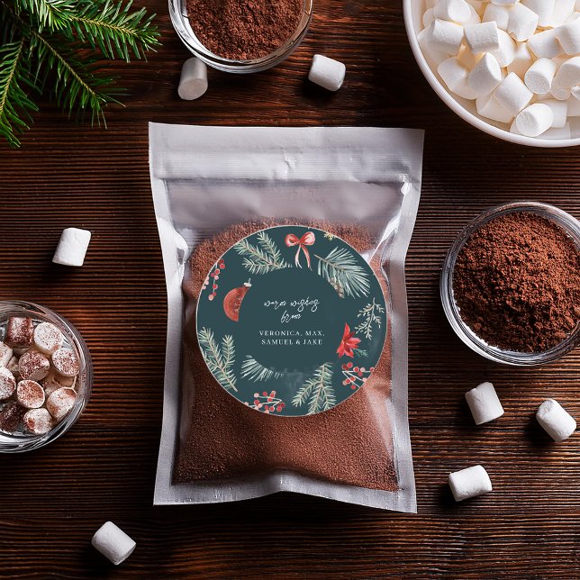 Adesivo Redondo Winter Botanicals | Christmas Gift Sticker (Criador carregado)