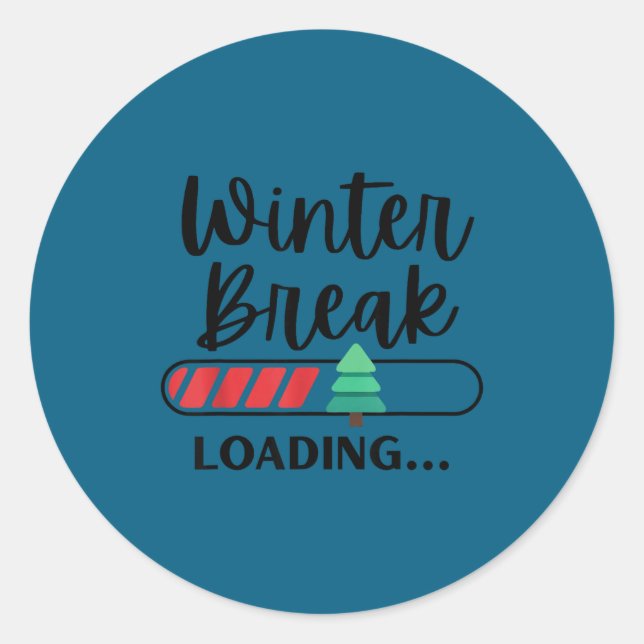 Adesivo Redondo Winter Break Loading Funny Christmas Holiday Quote (Frente)