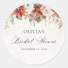 Adesivo Redondo Winter Bridal Shower Classic Round Sticker