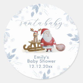 Adesivo Redondo Winter Christmas Sleigh Moose Santa Baby Shower 