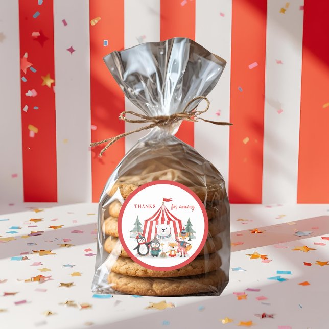 Adesivo Redondo Winter Circus Animals Thank You  (Criador carregado)