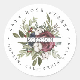 Adesivo Redondo Winter Floral | Boho Botanical Return Address