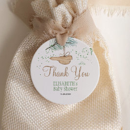 Adesivo Redondo Winter forest rustic baby shower thank you favor