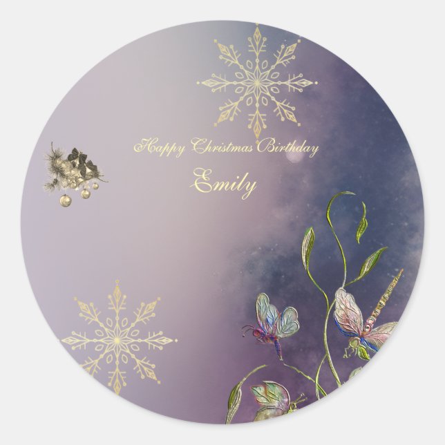 Adesivo Redondo Winter Glow Birthday Round stickers  (Frente)