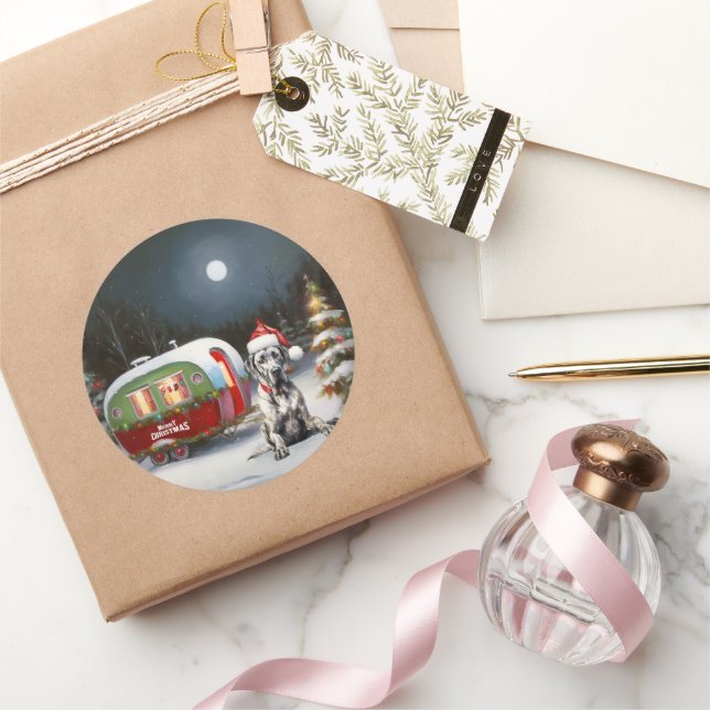 Adesivo Redondo Winter Great Dane Caravan Christmas Adventure (Presentear)