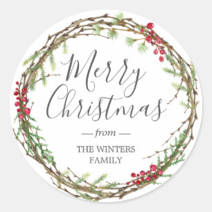 Adesivo Redondo Winter Greenerence deixa Berries no Natal