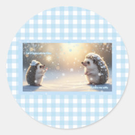 Adesivo Redondo Winter Hedgehog  – Cute Snowflake 