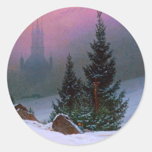 Adesivo Redondo Winter Landscape Caspar David Friedrich