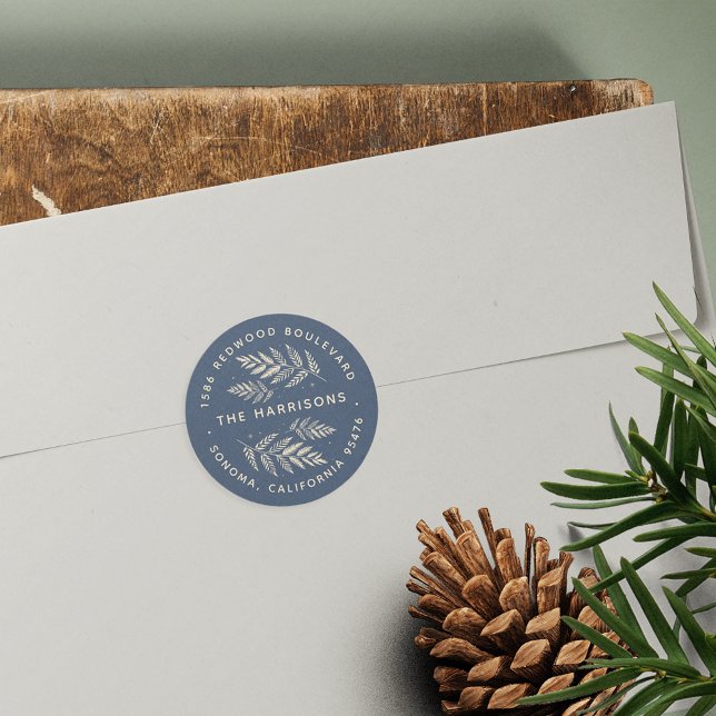 Adesivo Redondo Winter Laurel Return Address (Criador carregado)
